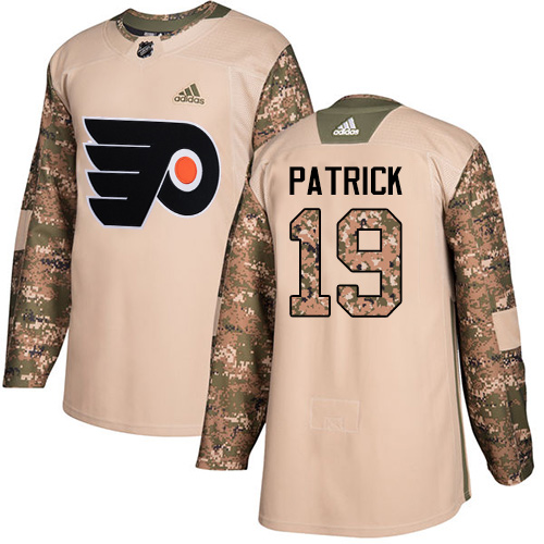 #19 Authentic Nolan Patrick Men's Camo Hockey Jersey - Philadelphia Flyers Veterans Day Practice