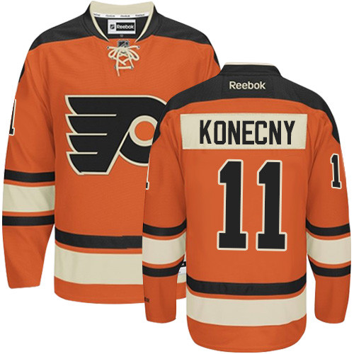 #11 Authentic Travis Konecny Youth Black Hockey Jersey - Alternate Philadelphia Flyers