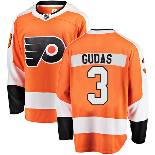 #3 Fanatics Branded Breakaway Radko Gudas Men's Orange Hockey Jersey - Home Philadelphia Flyers