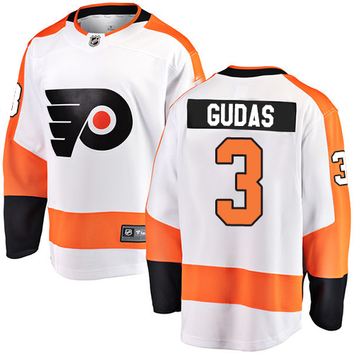 #3 Fanatics Branded Breakaway Radko Gudas Men's White Hockey Jersey - Away Philadelphia Flyers