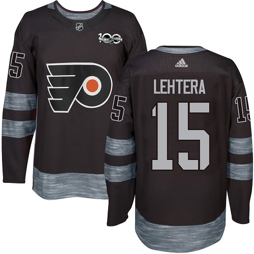 #15 Authentic Jori Lehtera Men's Black Hockey Jersey - Philadelphia Flyers 1917-2017 100th Anniversary #15 Authentic Jori Lehtera Men's Black Hockey Jersey - Philadelphia Flyers 1917-2017 100th Anniversary