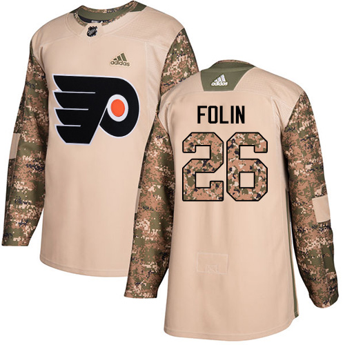 #26 Authentic Christian Folin Men's Camo Hockey Jersey - Philadelphia Flyers Veterans Day Practice #26 Authentic Christian Folin Men's Camo Hockey Jersey - Philadelphia Flyers Veterans Day Practice