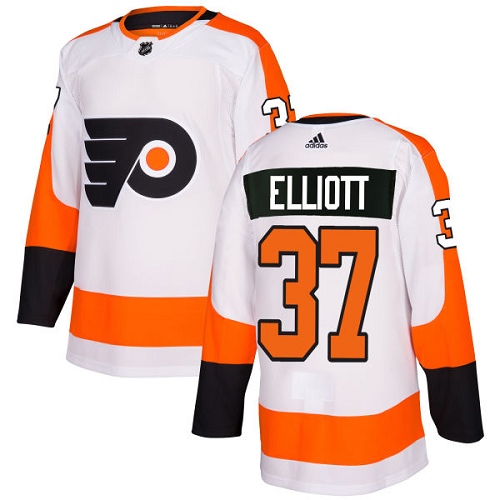 #37 Authentic Brian Elliott Men's White Hockey Jersey - Away Philadelphia Flyers