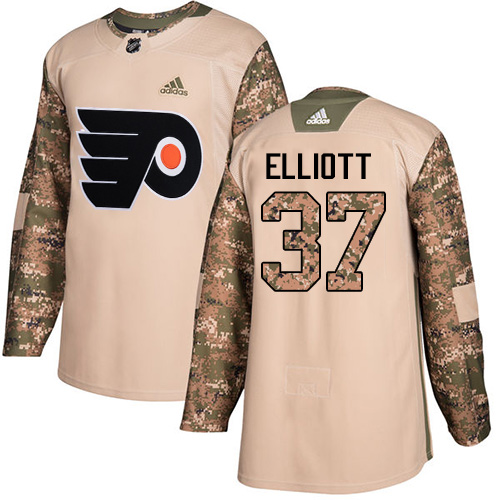 #37 Authentic Brian Elliott Men's Camo Hockey Jersey - Philadelphia Flyers Veterans Day Practice