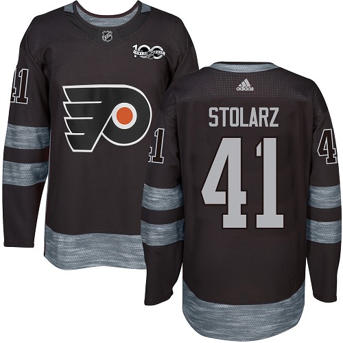 #41 Authentic Anthony Stolarz Men's Black Hockey Jersey - Philadelphia Flyers 1917-2017 100th Anniversary