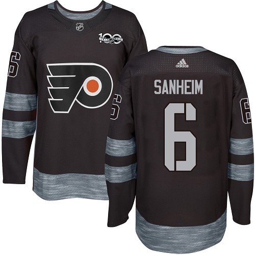 #6 Authentic Travis Sanheim Men's Black Hockey Jersey - Philadelphia Flyers 1917-2017 100th Anniversary