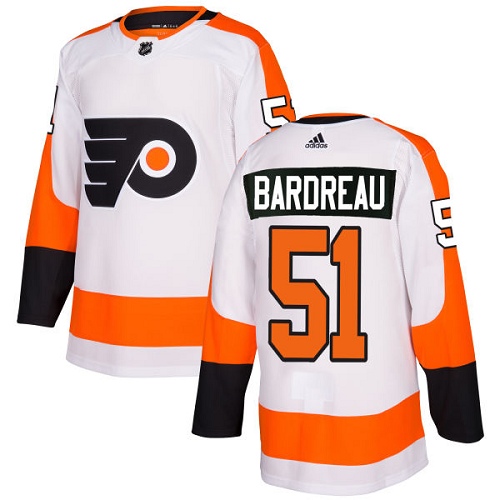 #51 Authentic Cole Bardreau Men's White Hockey Jersey - Away Philadelphia Flyers