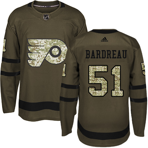 #51 Authentic Cole Bardreau Youth Green Hockey Jersey - Philadelphia Flyers Salute to Service