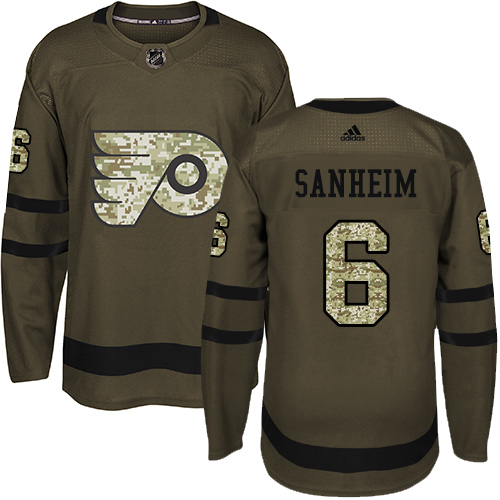 #6 Premier Travis Sanheim Youth Green Hockey Jersey - Philadelphia Flyers Salute to Service