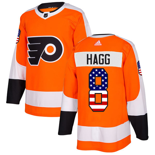 #8 Authentic Robert Hagg Men's Orange Hockey Jersey - Philadelphia Flyers USA Flag Fashion