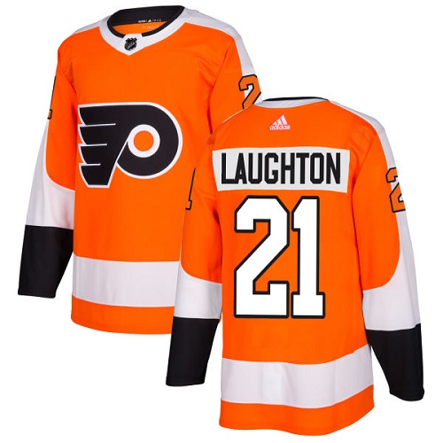 #21 Authentic Scott Laughton Men's Orange Hockey Jersey - Home Philadelphia Flyers