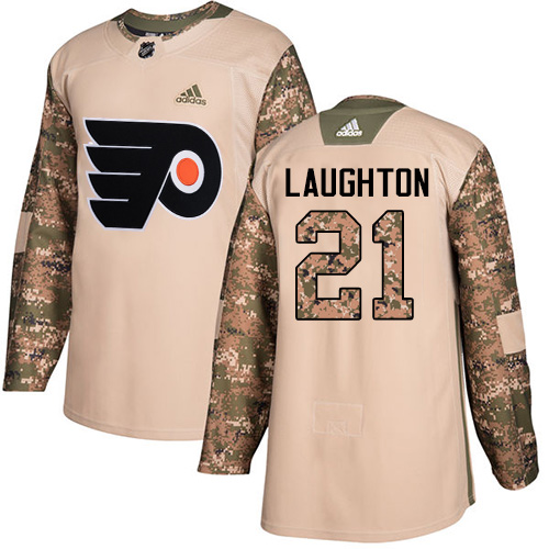#21 Authentic Scott Laughton Men's Camo Hockey Jersey - Philadelphia Flyers Veterans Day Practice