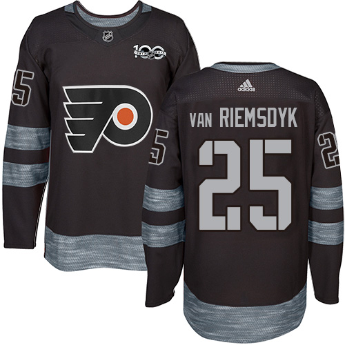 #25 Authentic James Van Riemsdyk Men's Black Hockey Jersey - Philadelphia Flyers 1917-2017 100th Anniversary