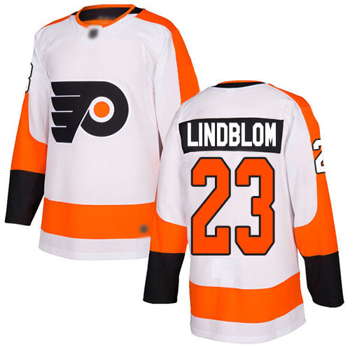 #23 Authentic Oskar Lindblom Men's White Hockey Jersey - Away Philadelphia Flyers #23 Authentic Oskar Lindblom Men's White Hockey Jersey - Away Philadelphia Flyers