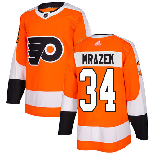 #34 Adidas Premier Petr Mrazek Youth Orange NHL Jersey - Home Philadelphia Flyers