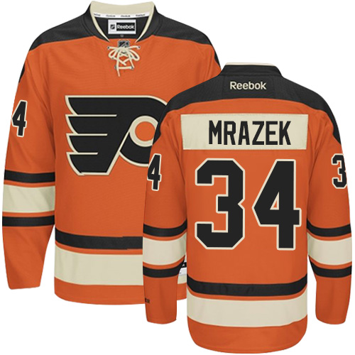 #34 Reebok Authentic Petr Mrazek Youth Orange NHL Jersey - New Third Philadelphia Flyers