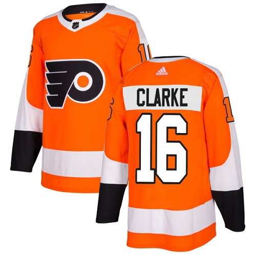 #16 Premier Bobby Clarke Men's Orange Hockey Jersey - Home Philadelphia Flyers