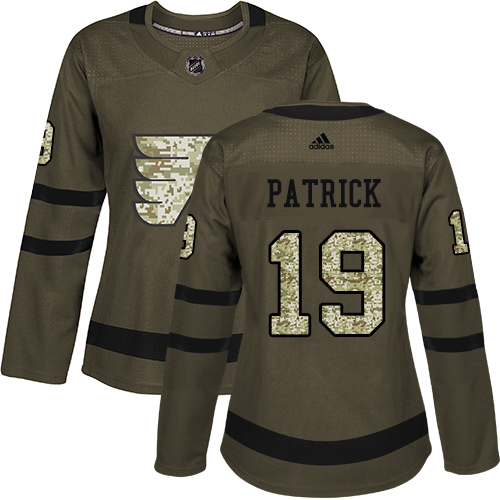 #19 Authentic Nolan Patrick Women's Green Hockey Jersey - Philadelphia Flyers Salute to Service #19 Authentic Nolan Patrick Women's Green Hockey Jersey - Philadelphia Flyers Salute to Service