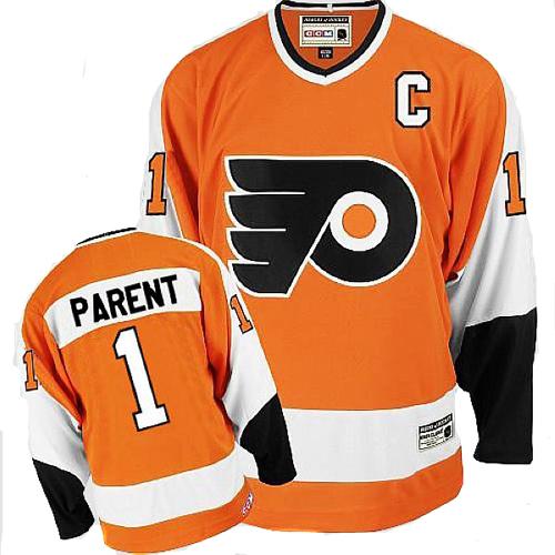 #1 CCM Premier Bernie Parent Men's Orange Hockey Jersey - Philadelphia Flyers Throwback #1 CCM Premier Bernie Parent Men's Orange Hockey Jersey - Philadelphia Flyers Throwback