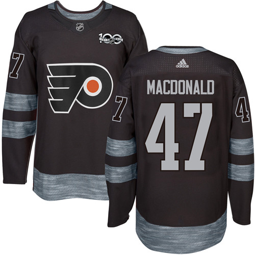 #47 Authentic Andrew MacDonald Men's Black Hockey Jersey - Philadelphia Flyers 1917-2017 100th Anniversary