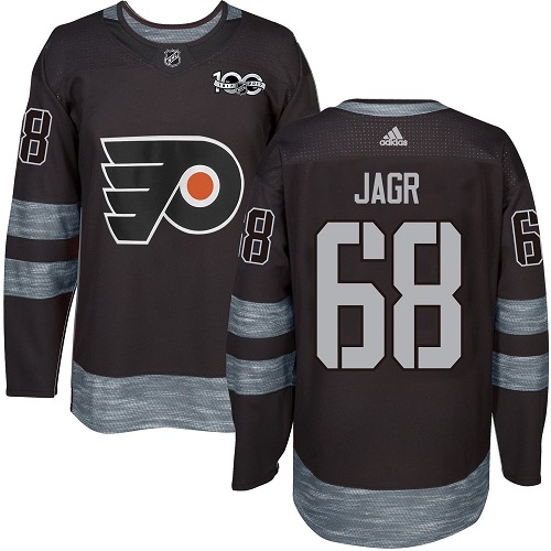 #68 Authentic Jaromir Jagr Men's Black Hockey Jersey - Philadelphia Flyers 1917-2017 100th Anniversary