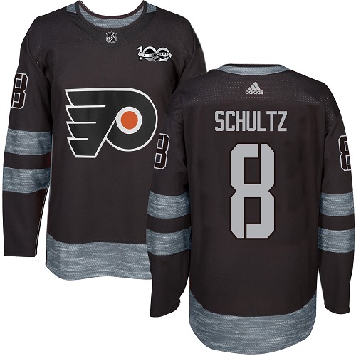 #8 Authentic Dave Schultz Men's Black Hockey Jersey - Philadelphia Flyers 1917-2017 100th Anniversary