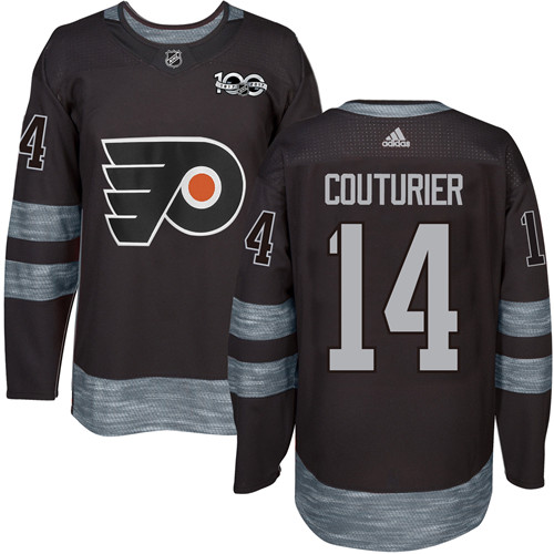 #14 Authentic Sean Couturier Men's Black Hockey Jersey - Philadelphia Flyers 1917-2017 100th Anniversary #14 Authentic Sean Couturier Men's Black Hockey Jersey - Philadelphia Flyers 1917-2017 100th Anniversary