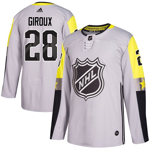 #28 Authentic Claude Giroux Men's Gray Hockey Jersey - Philadelphia Flyers 2018 All-Star Metro Division