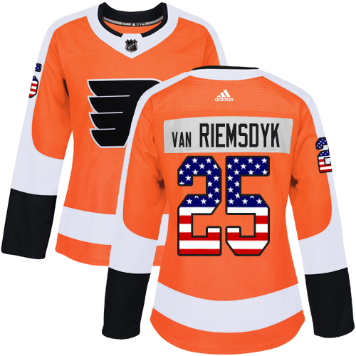 #29 Adidas Authentic Johnny Oduya Women's Orange NHL Jersey - Philadelphia Flyers USA Flag Fashion