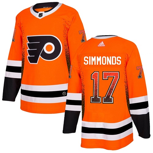 #17 Authentic Wayne Simmonds Men's Orange Hockey Jersey - Philadelphia Flyers Drift Fashion