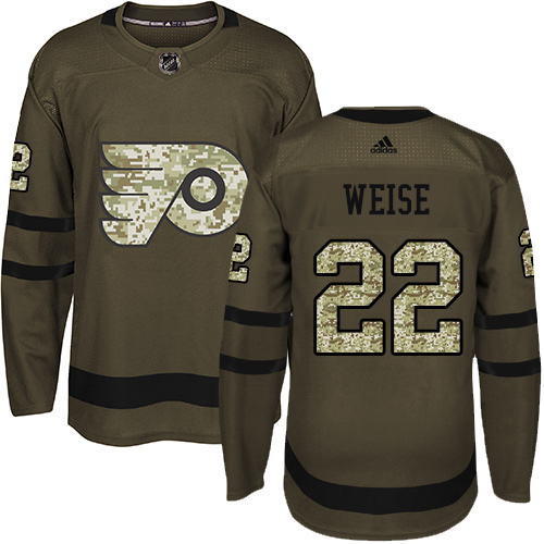 #22 Authentic Dale Weise Men's Green Hockey Jersey - Philadelphia Flyers Salute to Service #22 Authentic Dale Weise Men's Green Hockey Jersey - Philadelphia Flyers Salute to Service