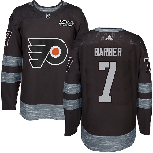 #7 Authentic Bill Barber Men's Black Hockey Jersey - Philadelphia Flyers 1917-2017 100th Anniversary