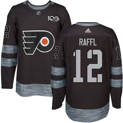 #12 Authentic Michael Raffl Men's Black Hockey Jersey - Philadelphia Flyers 1917-2017 100th Anniversary #12 Authentic Michael Raffl Men's Black Hockey Jersey - Philadelphia Flyers 1917-2017 100th Anniversary