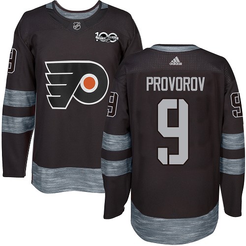 #9 Authentic Ivan Provorov Men's Black Hockey Jersey - Philadelphia Flyers 1917-2017 100th Anniversary