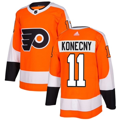 #11 Authentic Travis Konecny Men's Orange Hockey Jersey - Home Philadelphia Flyers