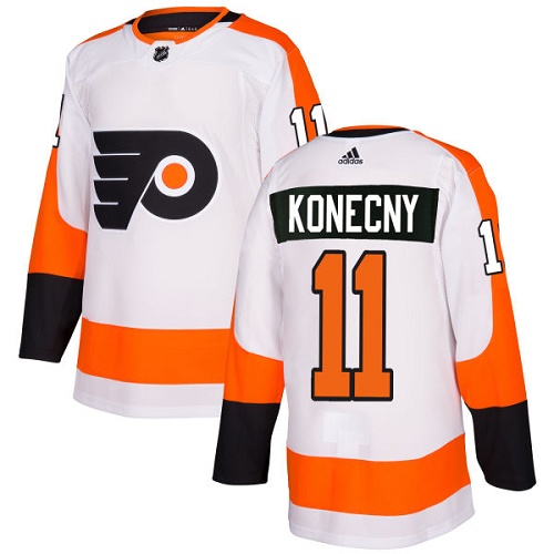 #11 Authentic Travis Konecny Men's White Hockey Jersey - Away Philadelphia Flyers