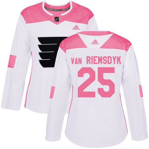#25 Authentic James Van Riemsdyk Women's White/Pink Hockey Jersey - Philadelphia Flyers Fashion