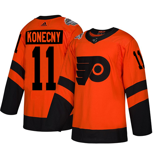 #11 Authentic Travis Konecny Youth Orange Hockey Jersey - Philadelphia Flyers 2019 Stadium Series #11 Authentic Travis Konecny Youth Orange Hockey Jersey - Philadelphia Flyers 2019 Stadium Series