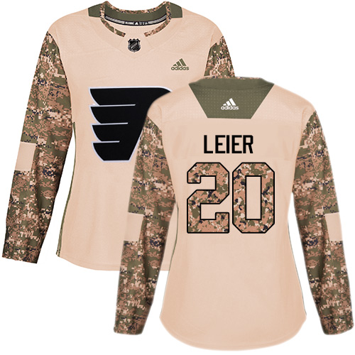 #20 Authentic Taylor Leier Women's Camo Hockey Jersey - Philadelphia Flyers Veterans Day Practice