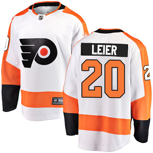 #20 Fanatics Branded Breakaway Taylor Leier Men's White Hockey Jersey - Away Philadelphia Flyers
