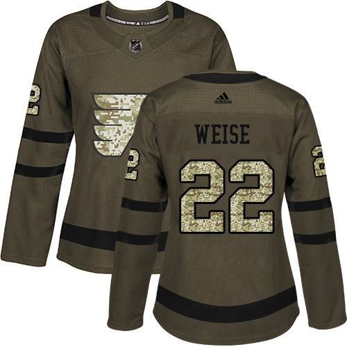 #22 Authentic Dale Weise Women's Green Hockey Jersey - Philadelphia Flyers Salute to Service #22 Authentic Dale Weise Women's Green Hockey Jersey - Philadelphia Flyers Salute to Service