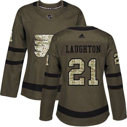 #21 Authentic Scott Laughton Women's Green Hockey Jersey - Philadelphia Flyers Salute to Service #21 Authentic Scott Laughton Women's Green Hockey Jersey - Philadelphia Flyers Salute to Service