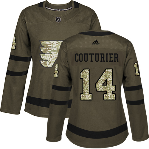 #14 Authentic Sean Couturier Women's Green Hockey Jersey - Philadelphia Flyers Salute to Service #14 Authentic Sean Couturier Women's Green Hockey Jersey - Philadelphia Flyers Salute to Service