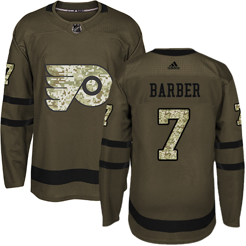 #7 Authentic Bill Barber Youth Green Hockey Jersey - Philadelphia Flyers Salute to Service