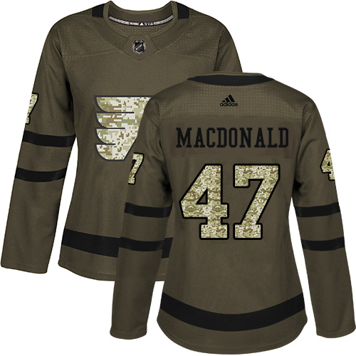 #47 Authentic Andrew MacDonald Women's Green Hockey Jersey - Philadelphia Flyers Salute to Service