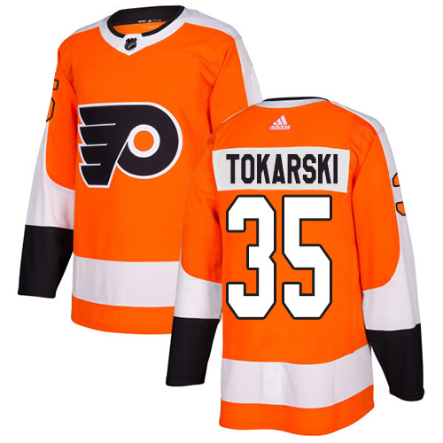 #35 Adidas Premier Dustin Tokarski Men's Orange NHL Jersey - Home Philadelphia Flyers